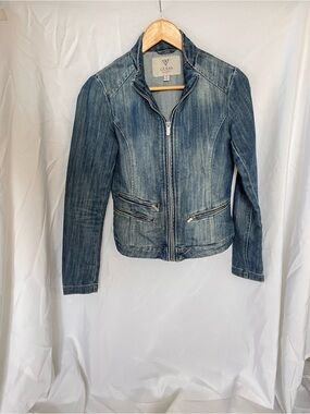 GUESS Light Blue Washed Denim Zip Jacket